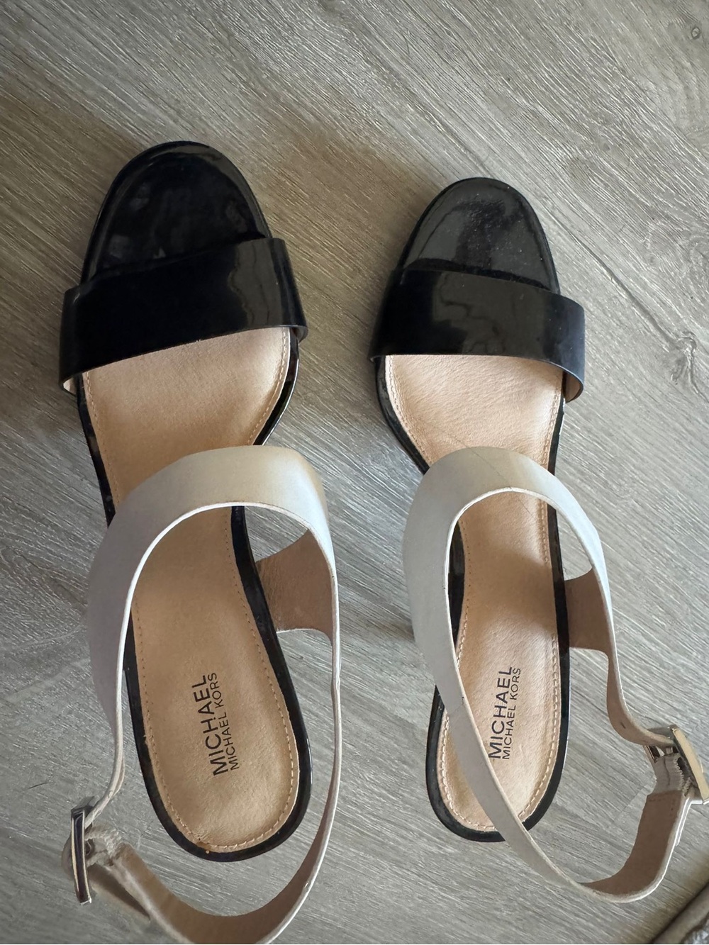 MICHAEL Michael Kors Black and Silver Open-Toe Slingback Sandals